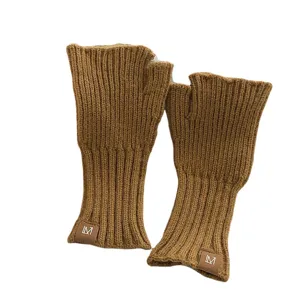 Guantes sin dedos de punto invierno cálido pantalla táctil guantes de lana marrón