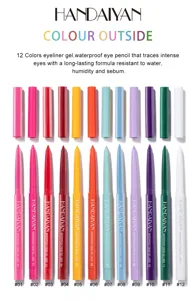 12 Colors waterproof colored eyeliner gel pencil set long lasting matte precision makeup.