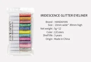 12 color glitter liquid eyeliner set with sparkling diamond finish, portable waterproof makeup.