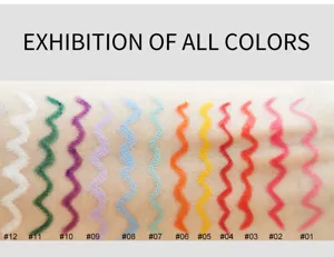 12 colors colored eyeliner set swatch display showing vivid shades on skin surface.