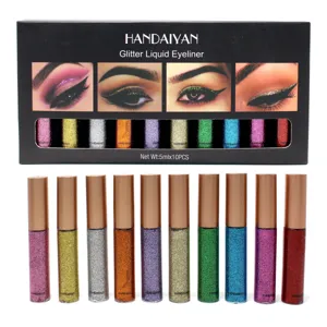 Handaiyan Glitter Liquid Eyeliner Set Pearlescent Shimmer Metallic Eyeshadow Stage Party Makeup Cosmetics