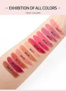 Matte lipstick color swatches detail view showing shades #601 to #612 for makeup display.