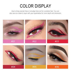 Colored eyeliner pen set waterproof matte gel eye liner makeup 6 vibrant colors daily use