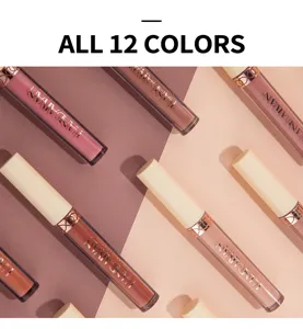 Set di rossetto liquido opaco lunga durata impermeabile trucco 12 colori brillanti.