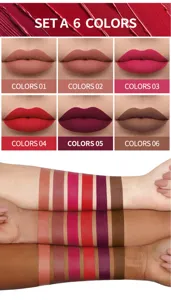 Set di rossetto liquido opaco a 6 colori a lunga durata impermeabile trucco velluto.