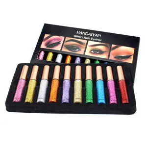 Glitter liquid eyeliner set 10 vibrant colors shimmer sparkling eye makeup for stage and party.