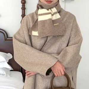 Koreanische minimalistische gestreifte 100% Wollschal Winter warmer gemütliche Modeaccessoire