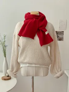 Dicker Strickschal und Pullover im koreanischen Stil, einfarbig, warm für den kalten Winteralltag.