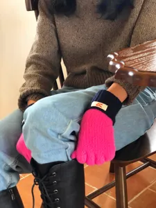 Winter dikke warme gebreide vingerhandschoenen voor dames zachte pluche handschoenen