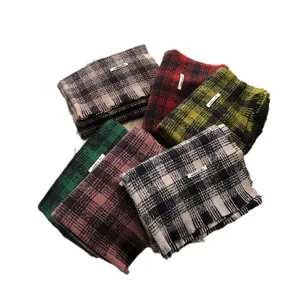 Écharpe à carreaux douce franges hiver, foulard chaud imitation cachemire femme options.