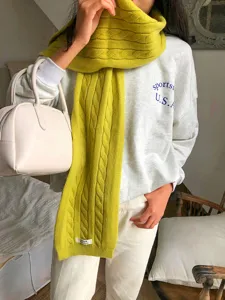 Koreanischer dicker Strickschal für Damen, Herbst und Winter, warm, einfarbig, gemütliche Mode.