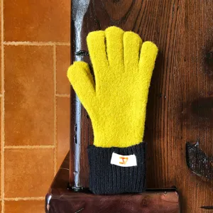 Kleurblok gebreide handschoenen voor dames, verdikte warme pluche touchscreen handschoenen.