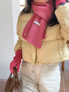 Koreanischer Stil einfarbiger Wolle Mischgewebe Strickschal Damen, kuscheliges Winteraccessoire.