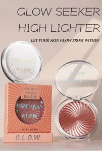 Handaiyan glow seeker highlighter palette with swirl shimmer powder for face makeup.