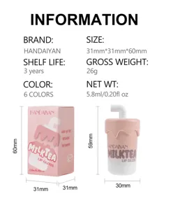 Milk tea cup lip gloss details, 6 colors water gel tint, lightweight and high pigment.