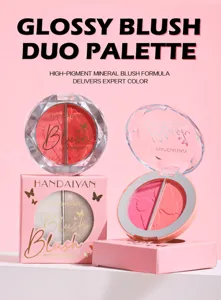 Handaiyan glossy blush duo palette mineral high-pigment powder matte shimmering makeup cheek