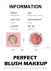 Handaiyan dual-color blush palette detail with compact size and creamy velvet powder texture.