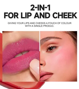 Dual-use lip and cheek tint cream, moisturizing formula for natural radiant makeup look.