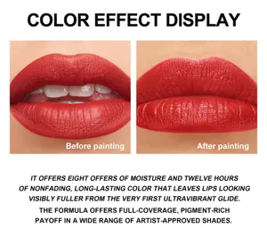 Samt matter Lippenstift bietet lang anhaltende Farbe und reich Feuchtigkeit für volle Lippen.
