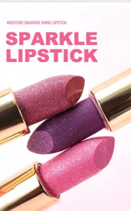 Glitter diamond shine lipstick detail view, showing delicate embossed texture and sparkling finish.