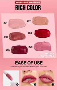 Matte liquid lipstick makeup set detail image showing rich color swatches and smooth application.