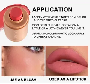 Cremiger Rouge-Stift Detailansicht mit matter Textur, einfache Anwendung auf Wangen.
