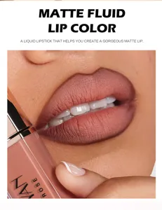 Matte liquid lipstick lip gloss detail close up showing smooth texture and long lasting finish.