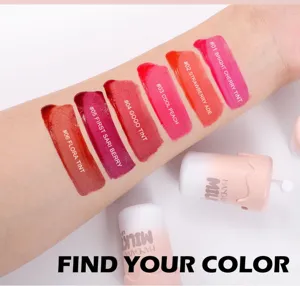 Handaiyan milk tea cup lip tint, 6 vibrant shades swatch on arm, matte and moisturizing.