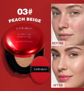 Handaiyan fondotinta cushion 03# beige pesca copertura perfetta astuccio compatto nuovo