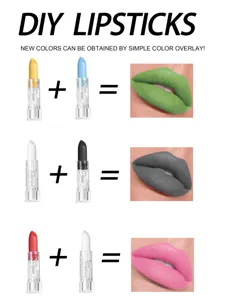 DIY lipstick color mixing detail showing how layering different shades creates new custom lip colors.