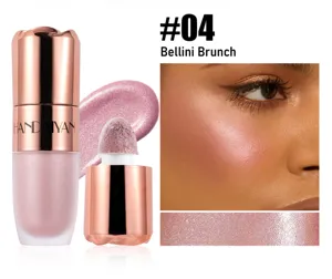Gedetailleerde close-up van de vloeibare Handaiyan-highlighter met glinsterende tint en gloed.
