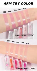 Handaiyan mirror lip gloss tint set with ten stunning shades and beautiful arm swatches.