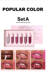 6-color matte liquid lipstick set with gift box, waterproof long-lasting lip gloss #01-#06