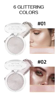 6-color vortex highlighter palette with fine shimmer, matte texture, and smooth glow for face makeup.