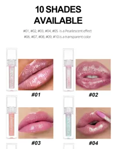 HANDAIYAN moisturizing lip gloss with 10 shades offering pearlescent and clear finish.