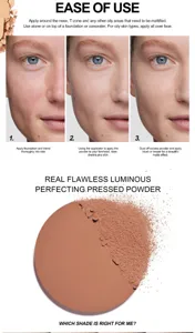 Polvo compacto luminoso y perfeccionador para maquillaje mate y control de grasa duradero.