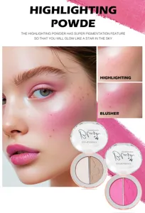 Handaiyan dual-color blush and highlighter palette for radiant and glowing facial makeup looks.