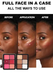 12-color multi-use face makeup palette, cream blush, contour and highlight set for all looks.