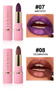 HANDAIYAN shimmering matte lipstick set, waterproof long-lasting pearl lip gloss makeup.