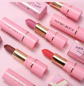 Handaiyan pearlescent shimmer moisturizing lipstick set with glitter fine flash texture pink.