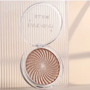 HANDAIYAN swirl highlighter powder, bronze shimmer face makeup palette for glowing skin.