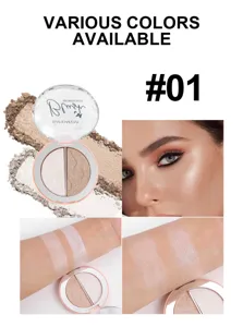 Dual-color highlighter and blush palette with pearl and matte finish for radiant makeup.