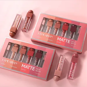 HANDAIYAN matte liquid lipstick 6pcs set, long lasting waterproof nude lip gloss makeup.