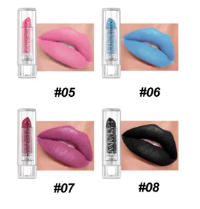 HANDAIYAN matte lipstick detail showing unique color shades #05 to #08 with lip swatches.