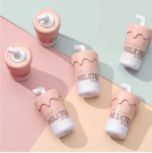 Cute milk tea cup lip gloss matte moisturizing lip and cheek dual use long lasting cosmetic