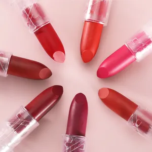 Samt-mattes Lippenstift-Set mit langanhaltender feuchtigkeitsspendender Formel in Farben.