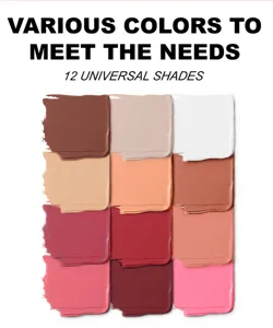 12-color cream blush and concealer palette, versatile shades for all skin tones and makeup looks.