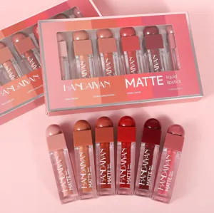 HANDAIYAN Matte Liquid Lipstick 6pcs Set Long Lasting Waterproof Velvet Lip Gloss