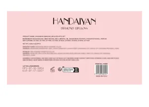 Handaiyan 6pcs matte lip gloss set packaging back details showing ingredients and info.
