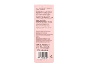 Detail achterkant verpakking van Handaiyan vloeibare contour highlighter duo ingrediënten.